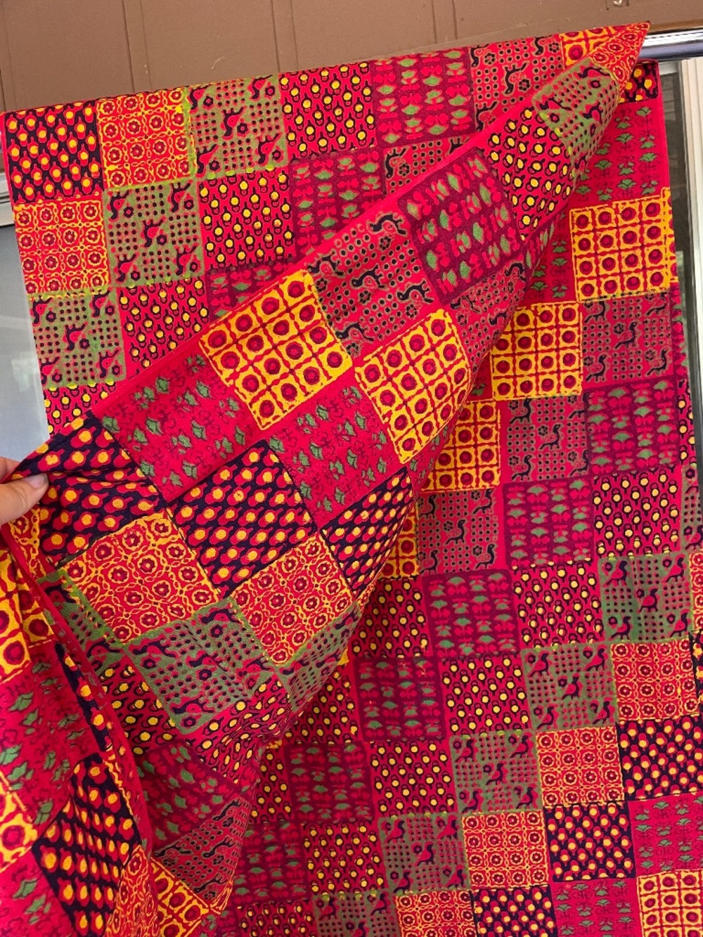 Vintage Indian Patchwork Print Cotton Fabric Boho  Quilt Style
